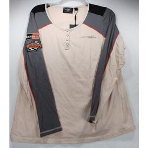 Harley-Davidson Screamin Eagle Henley Shirt Womens 1W Off-White 96300-18VW NWT